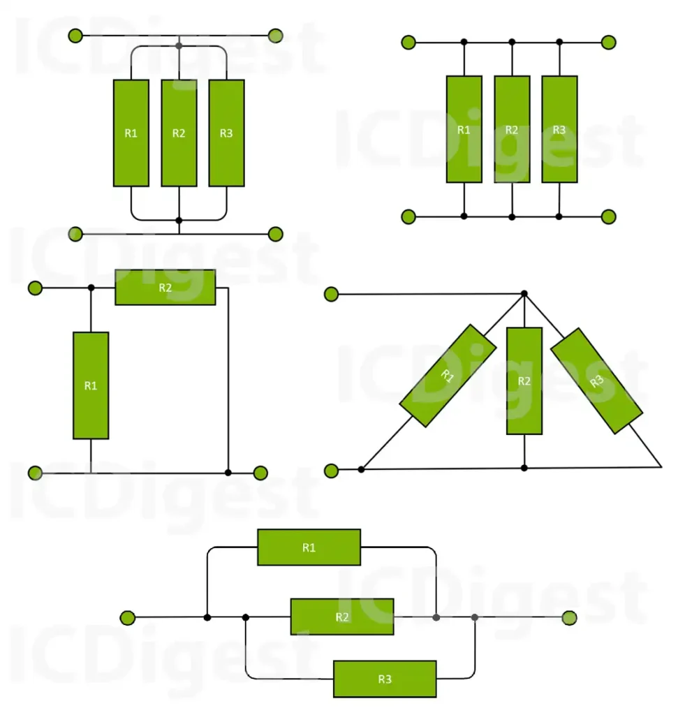 Different combination of resistors in parallel
